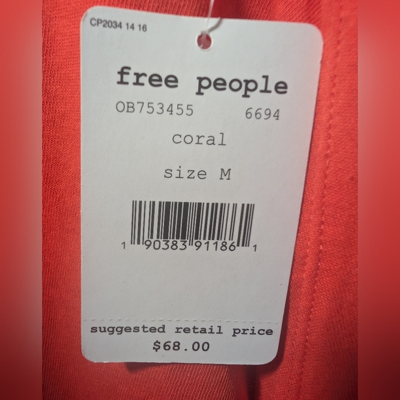 Free People Orange Sleeveless Top Size Medium - Picture 6 of 9
